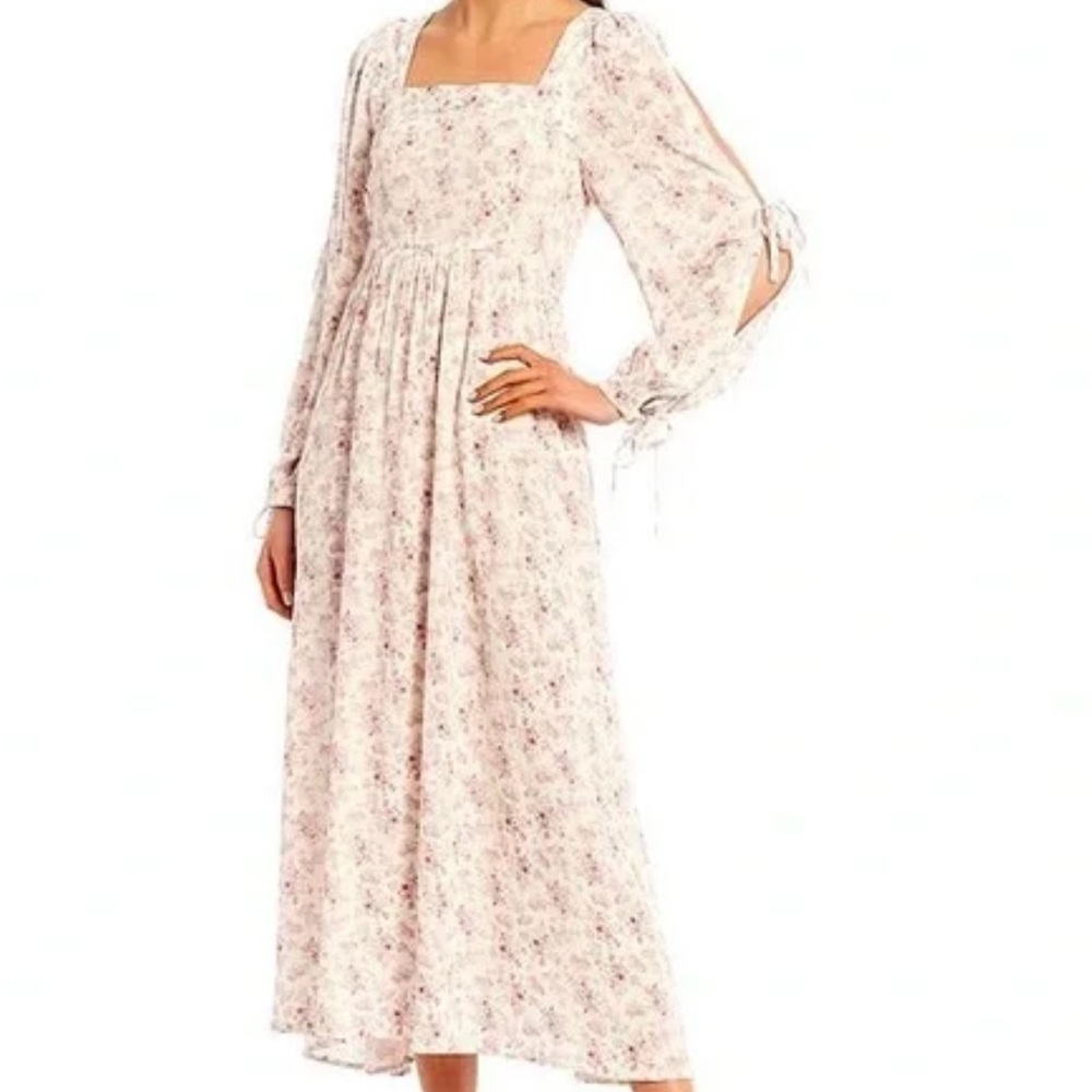 Chelsea & Violet Cream Maxi Dress with Pink Floral Print